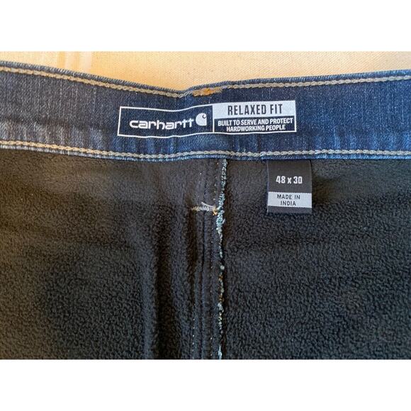 CARHARTT RUGGED FLEX® RELAXED FIT FLEECE LINED 5-POCKET JEANS 48x30 NWT - Picture 6 of 10